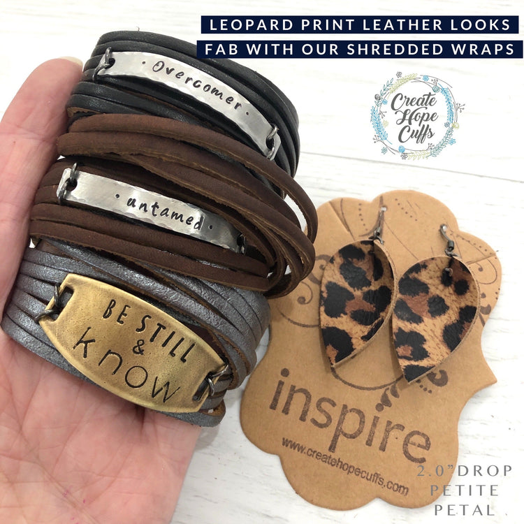 (Wholesale) Leopard Print Leather Earrings, 2 Sizes Essential Oil Diffusers Leather Earrings Create Hope Cuffs 