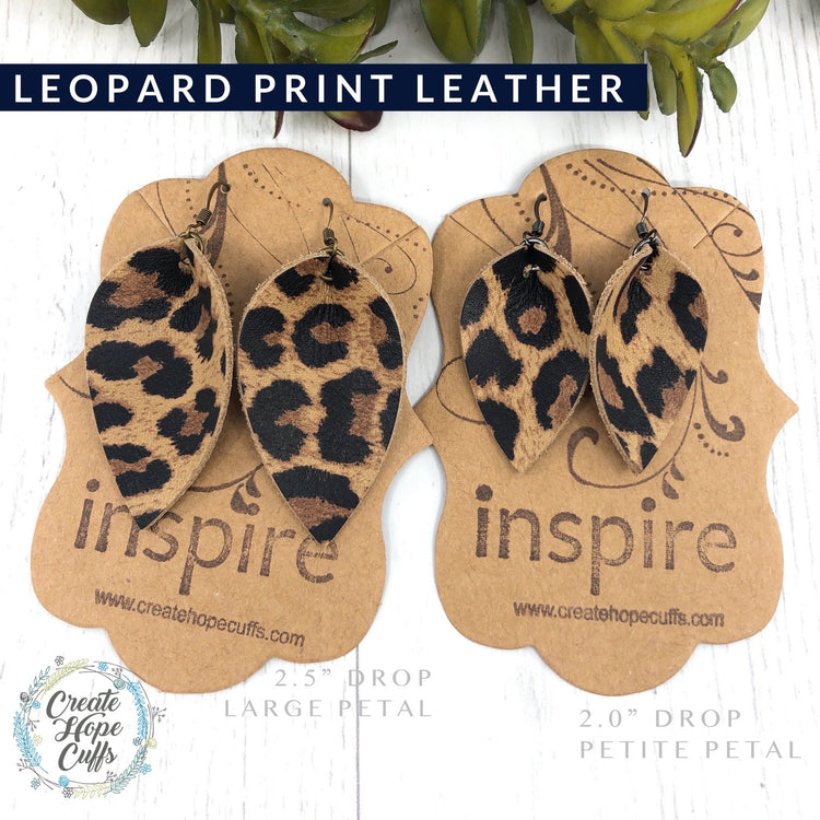 (Wholesale) Leopard Print Leather Earrings, 2 Sizes Essential Oil Diffusers Leather Earrings Create Hope Cuffs 
