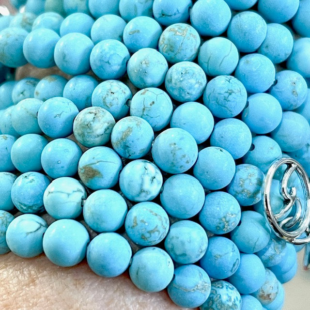 (Wholesale) Matte Blue Wave Turquoise | Gemstone Bead Bracelets | 6mm Stone | Women Bracelets Create Hope Cuffs 