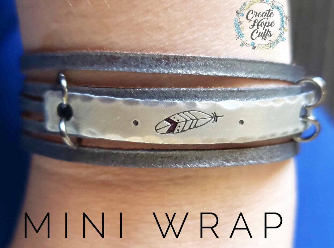 (Wholesale) MINI Shredded Wrap Bracelet, adjustable -TAP TITLE FOR OPTIONS LIST Leather Wrap Create Hope Cuffs 