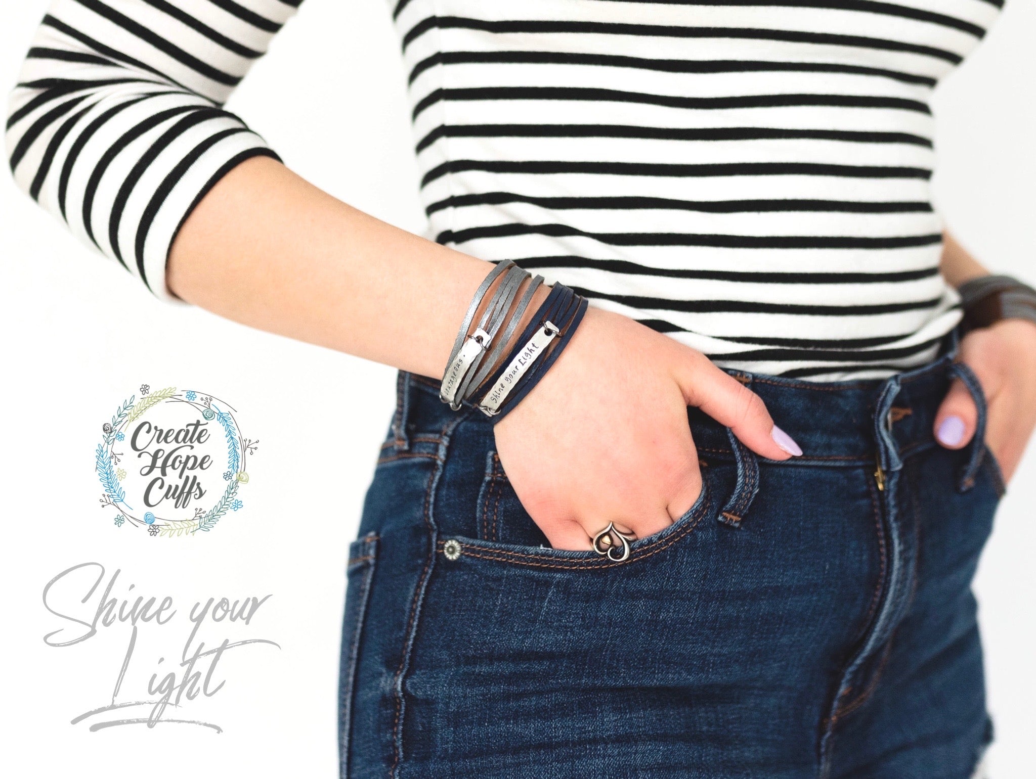 (Wholesale) MINI Shredded Wrap Bracelet, adjustable -TAP TITLE FOR OPTIONS LIST Leather Wrap Create Hope Cuffs 