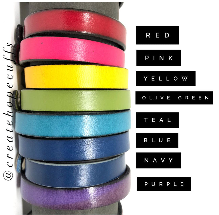 (Wholesale) MORE PHRASES Skinny Empowerment Leather | Womens Teens Bracelet | 12 Colors | adjustable for Women or Teens Skinny Bracelets Create Hope Cuffs 
