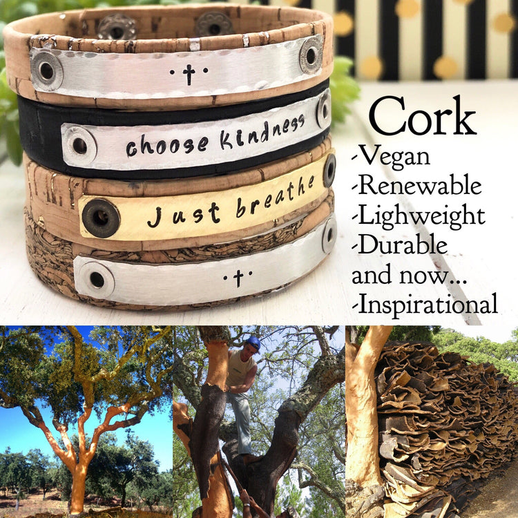 (Wholesale) Navy Fleck CORK Earrings | 2.75" Drop | Vegan Eco-Friendly | 2 Style Options Cork Earrings Create Hope Cuffs 