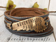 (Wholesale) NEVERTHELESS Pewter Leather & Wing Double Wrap | Womens Bracelet | adjustable