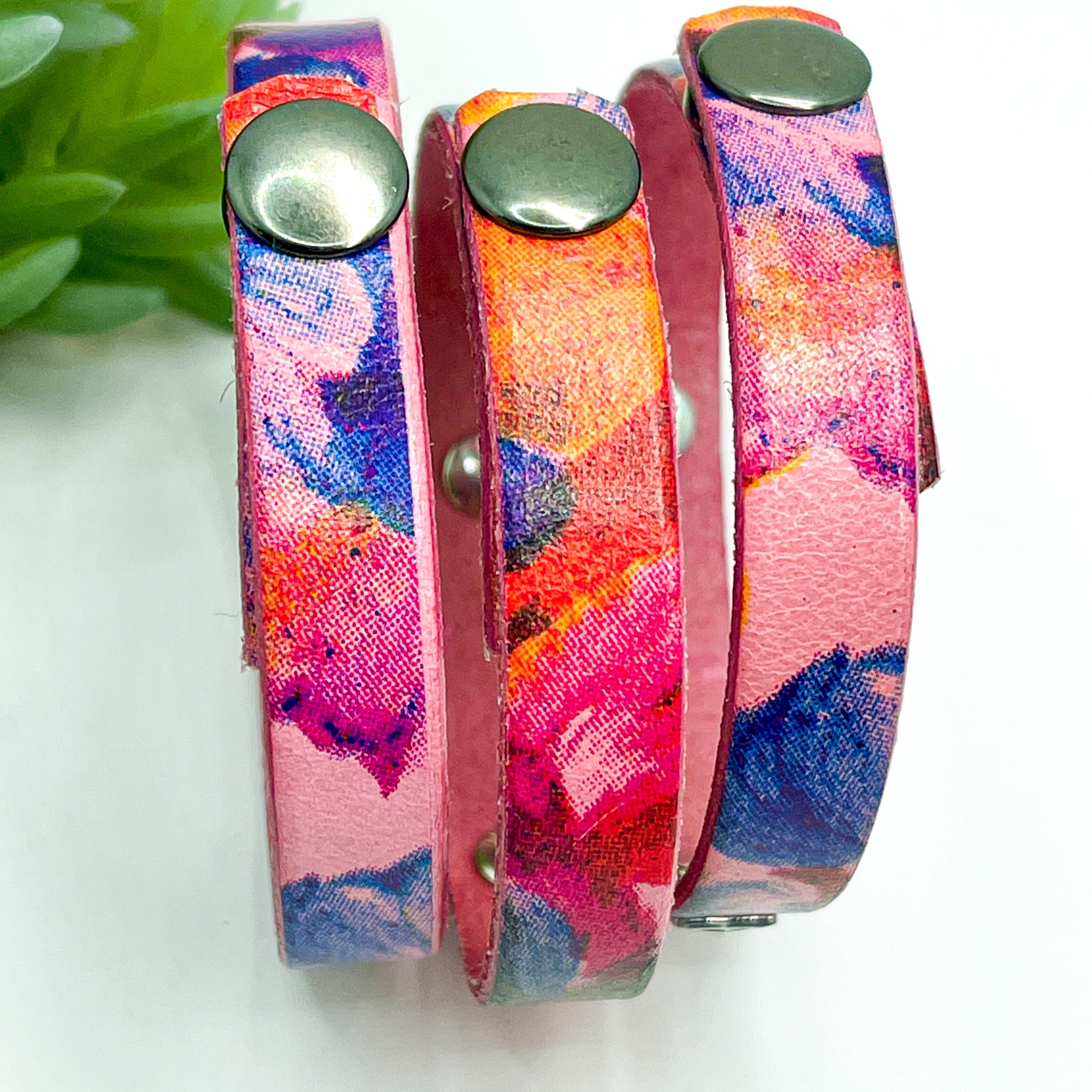 (Wholesale) New! Rose Watercolor Leather | 10 Phrases | Skinny Bracelet | Adjustable Skinny Bracelets Create Hope Cuffs 