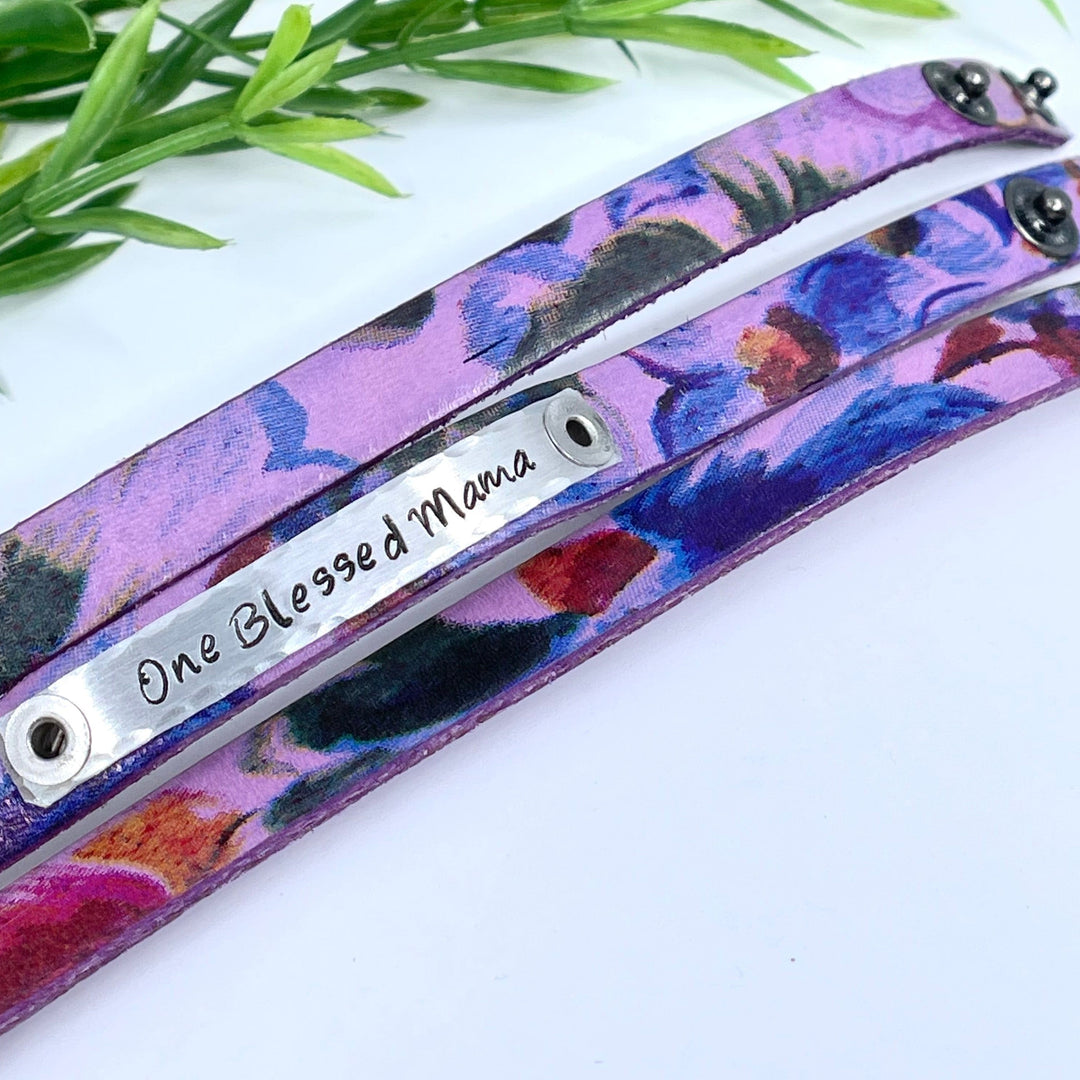 (Wholesale) New! Rose Watercolor Leather | 10 Phrases | Skinny Bracelet | Adjustable Skinny Bracelets Create Hope Cuffs 