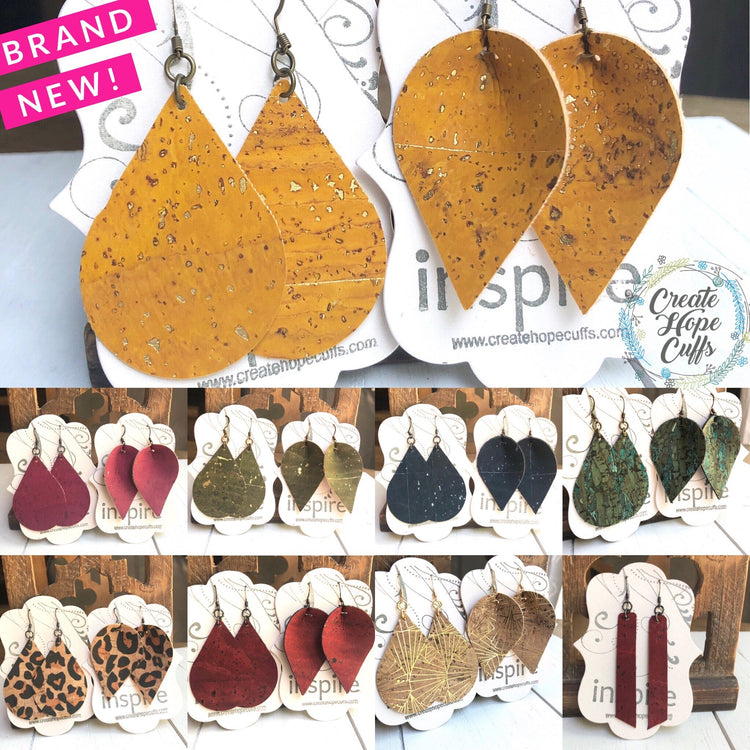 (Wholesale) Pink Sangria CORK Earrings | Vegan, Eco-Friendly | 2 style options Cork Earrings Create Hope Cuffs 