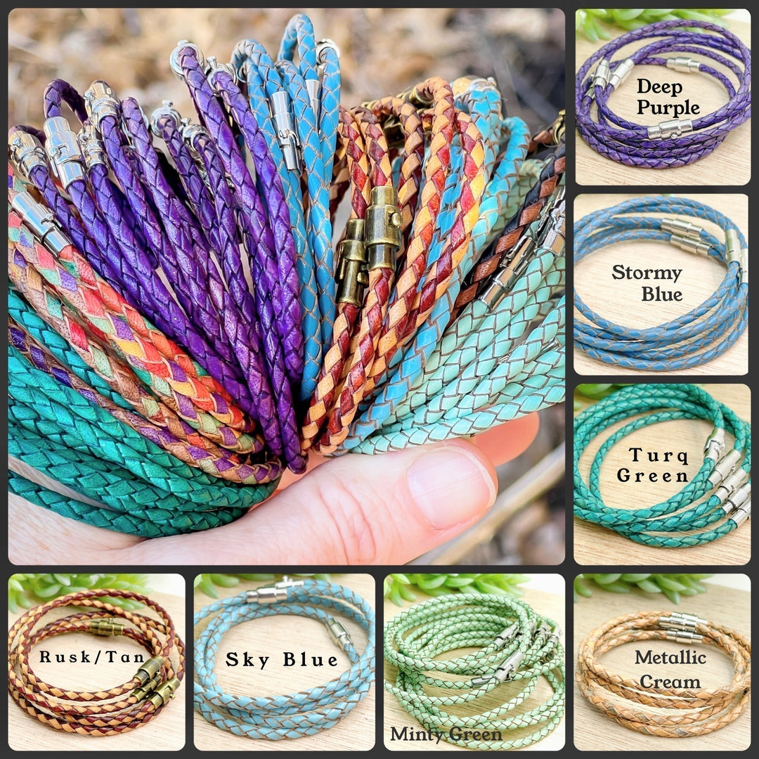 (Wholesale) Pop of Green Turquoise Leather Earrings | 2 Styles | Stacked | Hypoallergenic | Women Leather Earrings Create Hope Cuffs 
