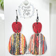 (Wholesale) Red Bubble Stripes Leather Earrings | Stacked | Hypoallergenic | Women