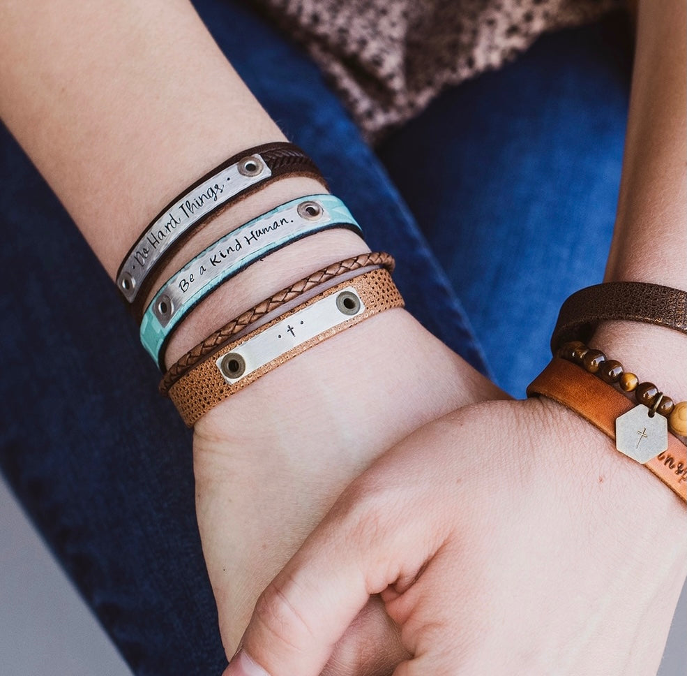 (Wholesale) Skinny Empowerment Leather | Womens Teens Bracelet | 12 colors | adjustable Skinny Bracelets Create Hope Cuffs 