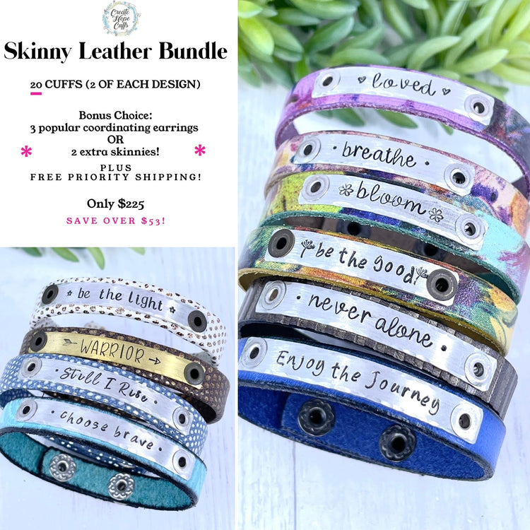 (Wholesale) SOLD OUT! July Skinny Leather Bracelet Bundle - Save $64! Leather Wrap Create Hope Cuffs 