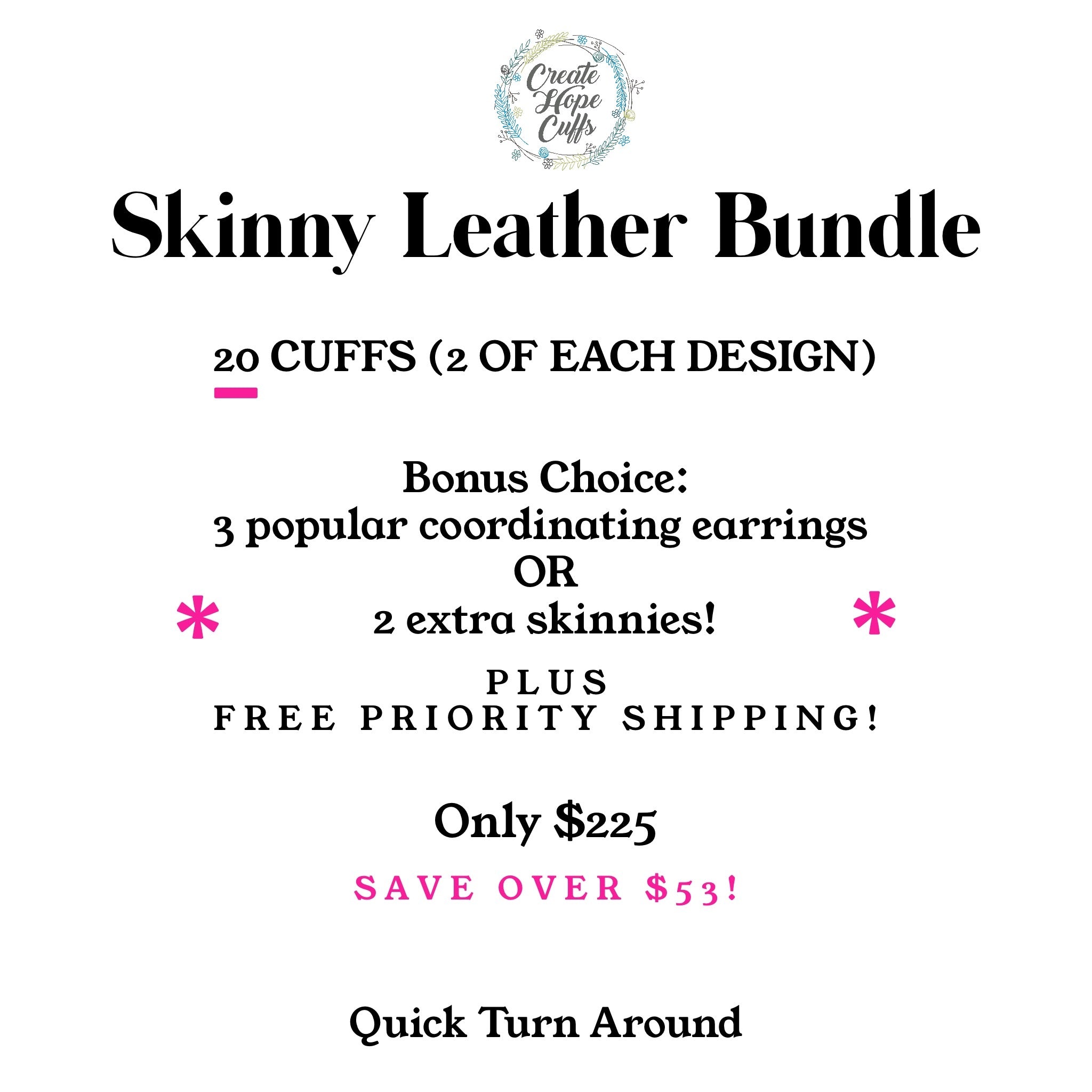 (Wholesale) SOLD OUT! July Skinny Leather Bracelet Bundle - Save $64! Leather Wrap Create Hope Cuffs 