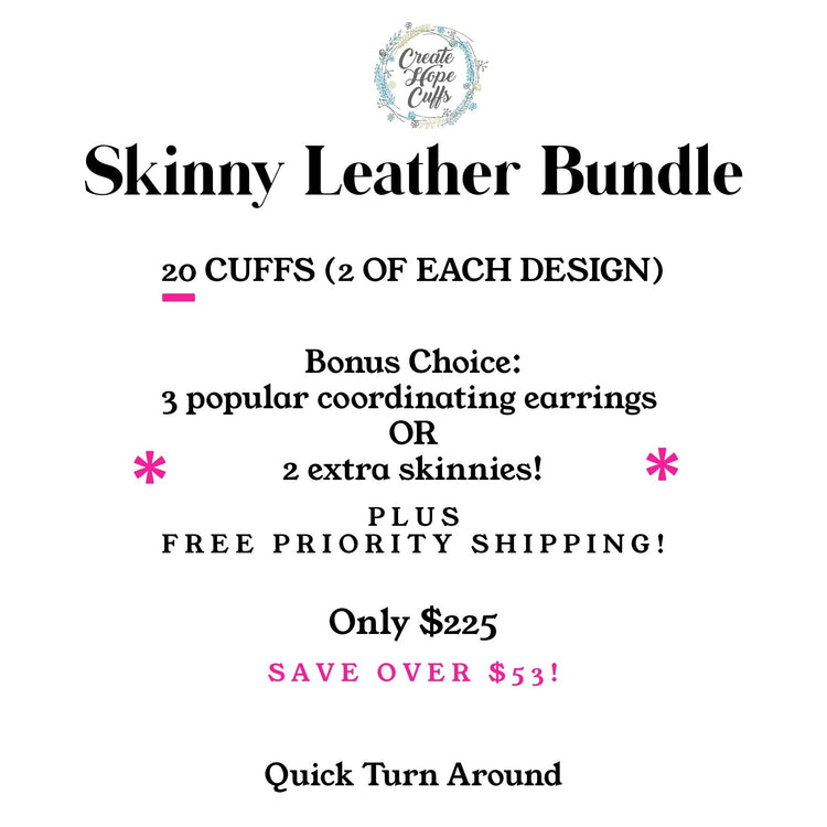 (Wholesale) SOLD OUT! July Skinny Leather Bracelet Bundle - Save $64! Leather Wrap Create Hope Cuffs 