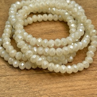 (Wholesale) Stackable 6mm Crystal | Bead Bracelets | 6 Options | Women Bracelets Create Hope Cuffs Champagne White (cream) 