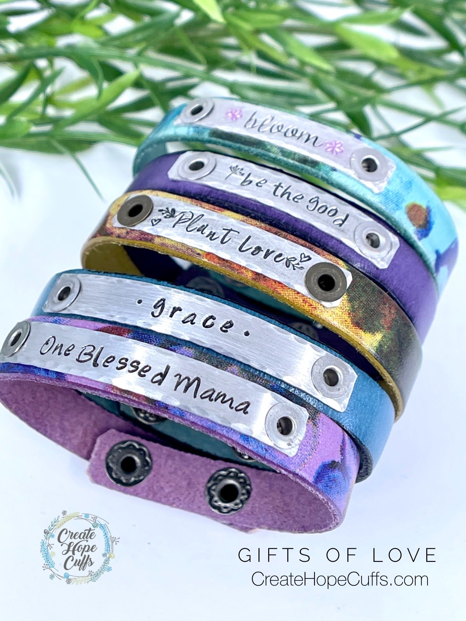 (Wholesale) Watercolor Floral Skinny Leather Bracelet | Women | Adjustable - TAP TITLE FOR OPTIONS LIST Skinny Bracelets Create Hope Cuffs 