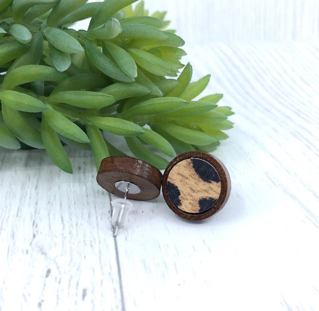 Wooden STUD & Leather Earrings | 6 Designs | Hypoallergenic Wood Earrings Create Hope Cuffs 
