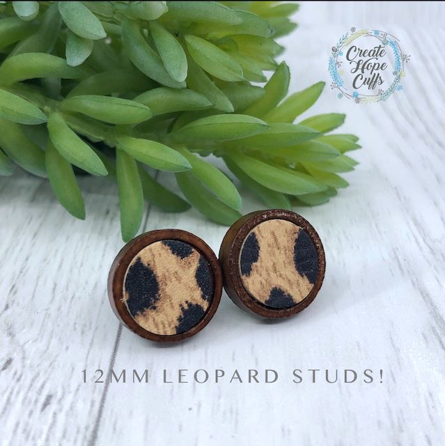 Wooden STUD & Leather Earrings | 6 Designs | Hypoallergenic Wood Earrings Create Hope Cuffs 