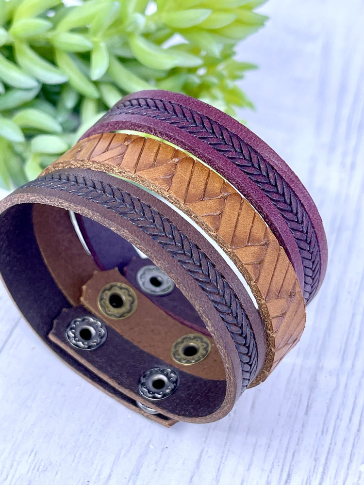 WORTHY Weaved Tan Leather Skinny Bracelet | 4 Colors | Adjustable Skinny Bracelets Create Hope Cuffs 
